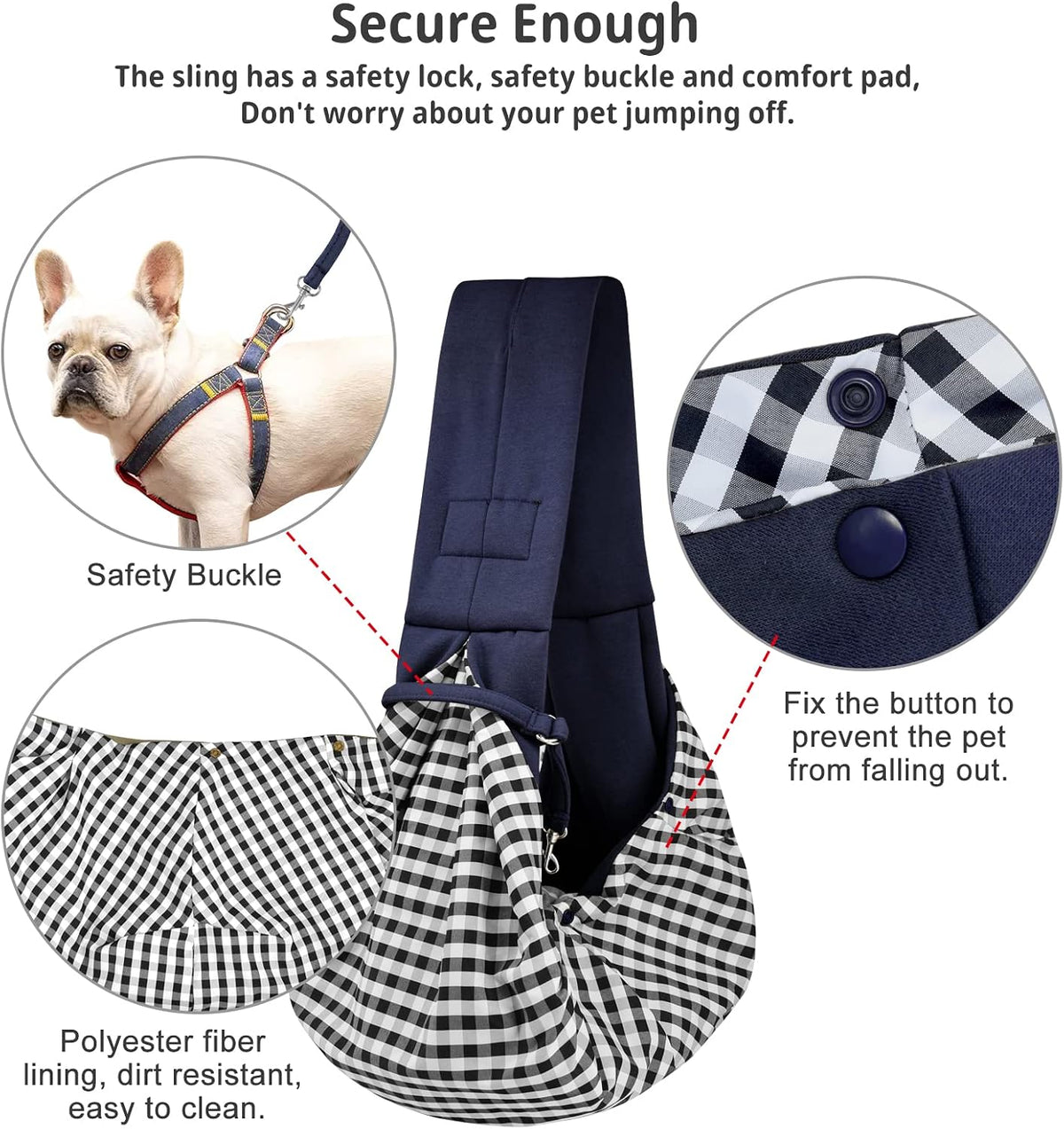 CUBY Dog and Cat Sling Carrier - Hands Free Reversible Small Pet Sling Carrier Bag - Soft Pouch and Tote Design - Suitable for Puppy, Small Dogs Cats Outdoor Travel(Classic Blue)