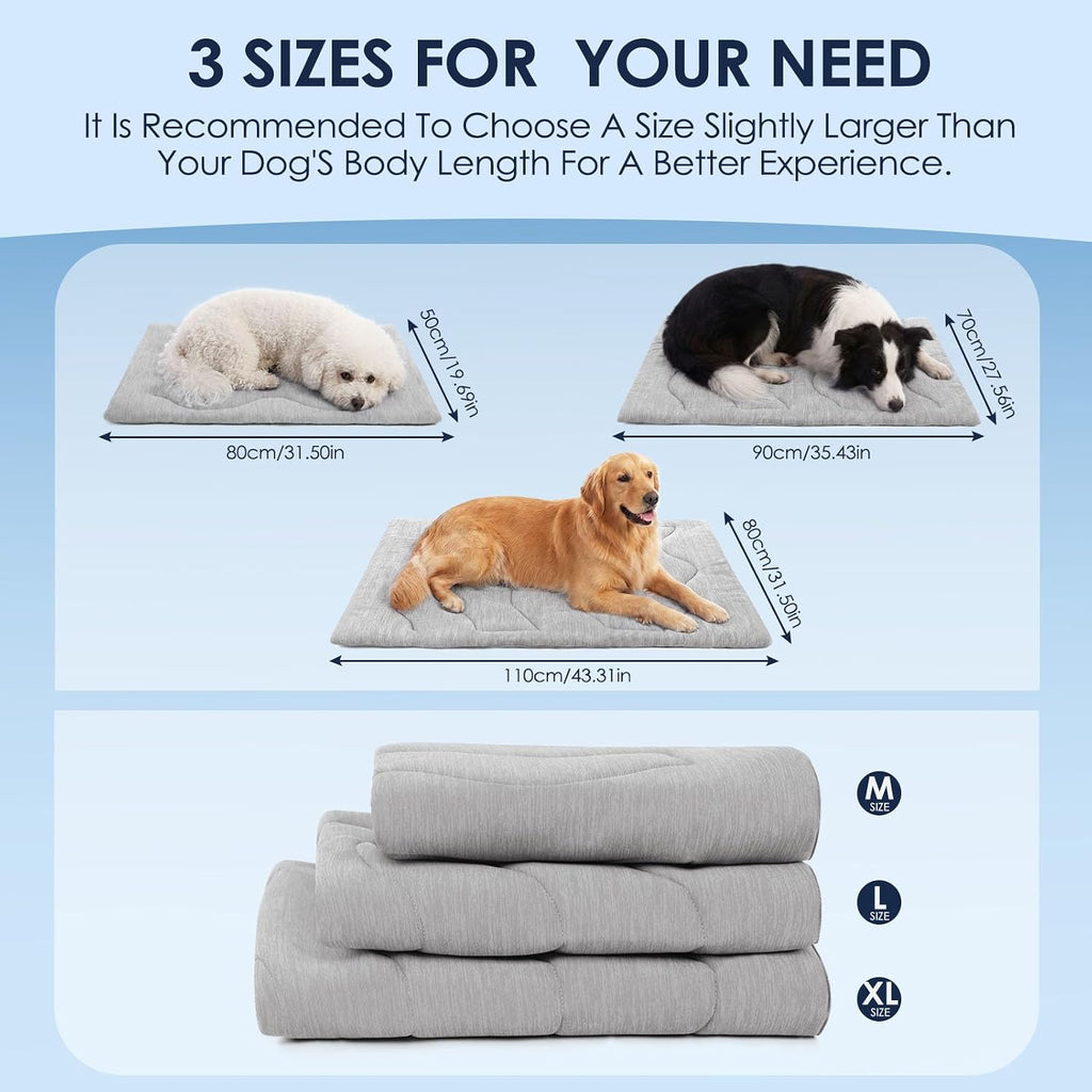 ASENKU Dog Cooling Mat, Portable & Durable Cooling Mat for Dogs, Summer Anti-Slip Breathable Cooling Bed for Large Dogs 60–100 lbs (Golden Retriever, Lab, German Shepherd), 43x32 inches, Grey Wave