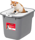 IRIS USA Large Top Entry Cat Litter Box, Hooded Privacy, Gray/White | Multi-Cat Households, Enclosed Top Access, Mess Containment System, Protected Interior, Reduced Tracking, Odor Trapping