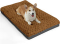 POCBLUE Dog Bed Medium Sized Dog, Washable Plush Pet Bed for Crate, Anti-Slip Pet Mat for Cages, Comfy Crate Pad for Outdoor/Indoor/Car Use, Soft Kennel Pad for Dogs Up to 40 lbs, 29"x19", Brown