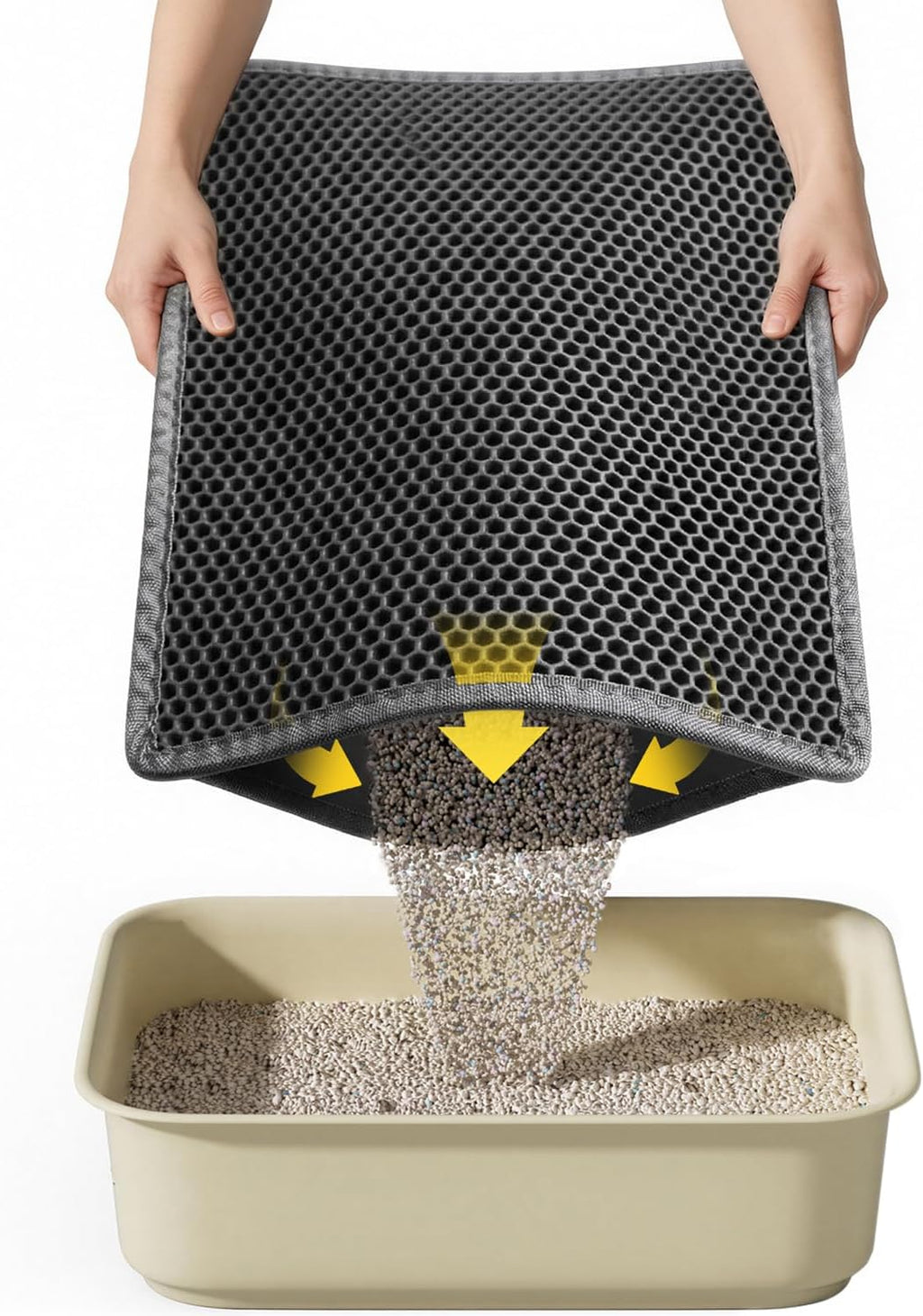 Cat Litter Mat, 15"X24", Waterproof, Easy to Clean (Black-1Pack) | Double-Layer Honeycomb for Effective Litter Trapping, Premium Durable EVA, Non-Slip, Paw-Friendly Soft Surface
