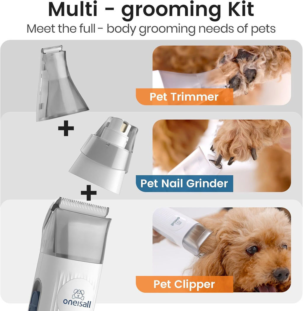 oneisall Dog Grooming Vacuum,7 in 1 Grooming kit Tools with Low Noise