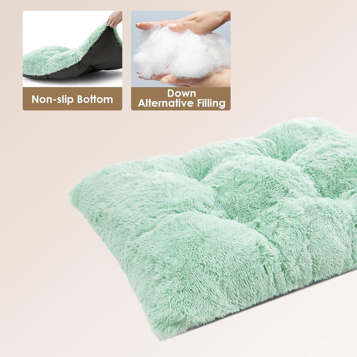 EHEYCIGA Fluffy Dog Crate Bed for Medium Dogs, Plush Crate Pad, Apple Green