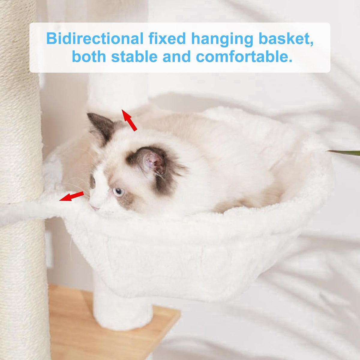 Hey-brother Wooden Cat Tree Tower with Hammock for Indoor Cats, MPJ120WB