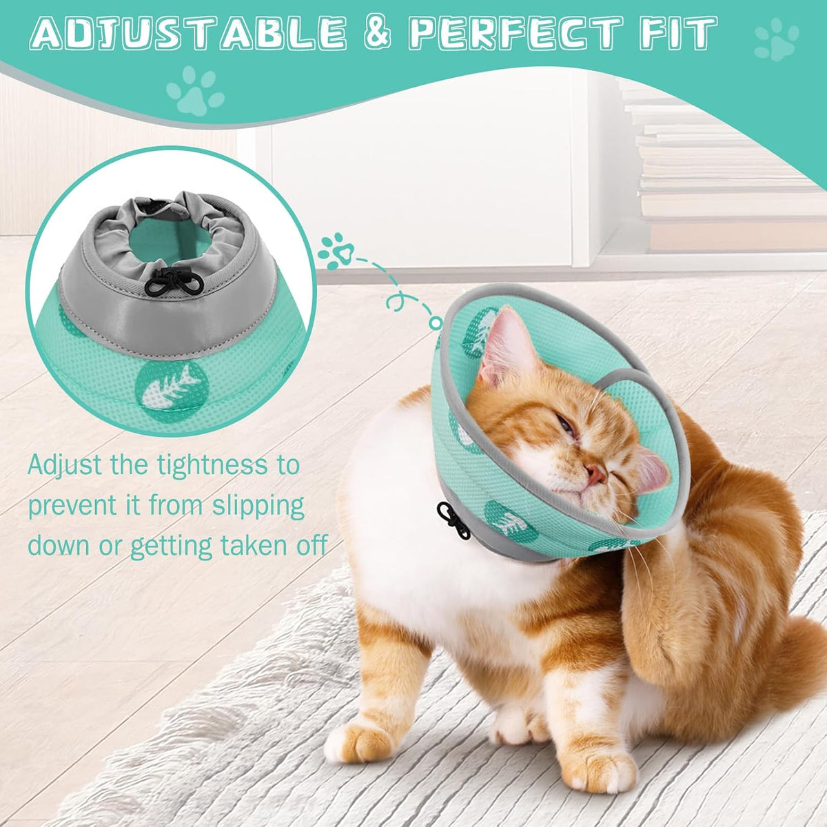 Cat Cone Collar Soft Elizabethan Collar for Surgery Recovery - Adjustable for Small and Large Cats Kittens to Stop Licking