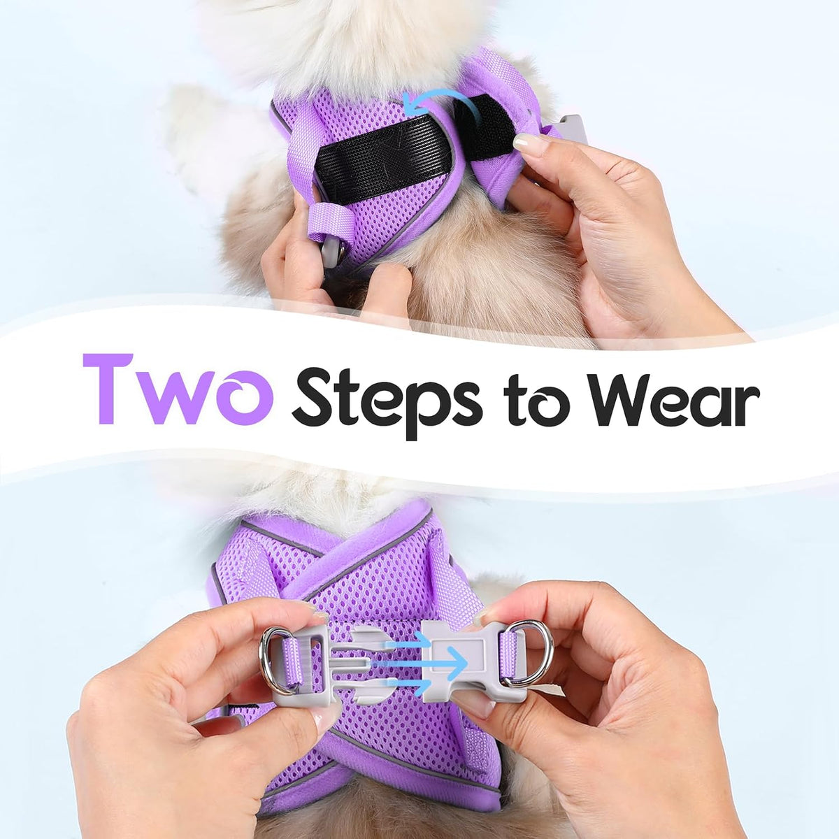 Dooradar Cat Harness and Leash Set, Easy-on Vest, Grey & Purple