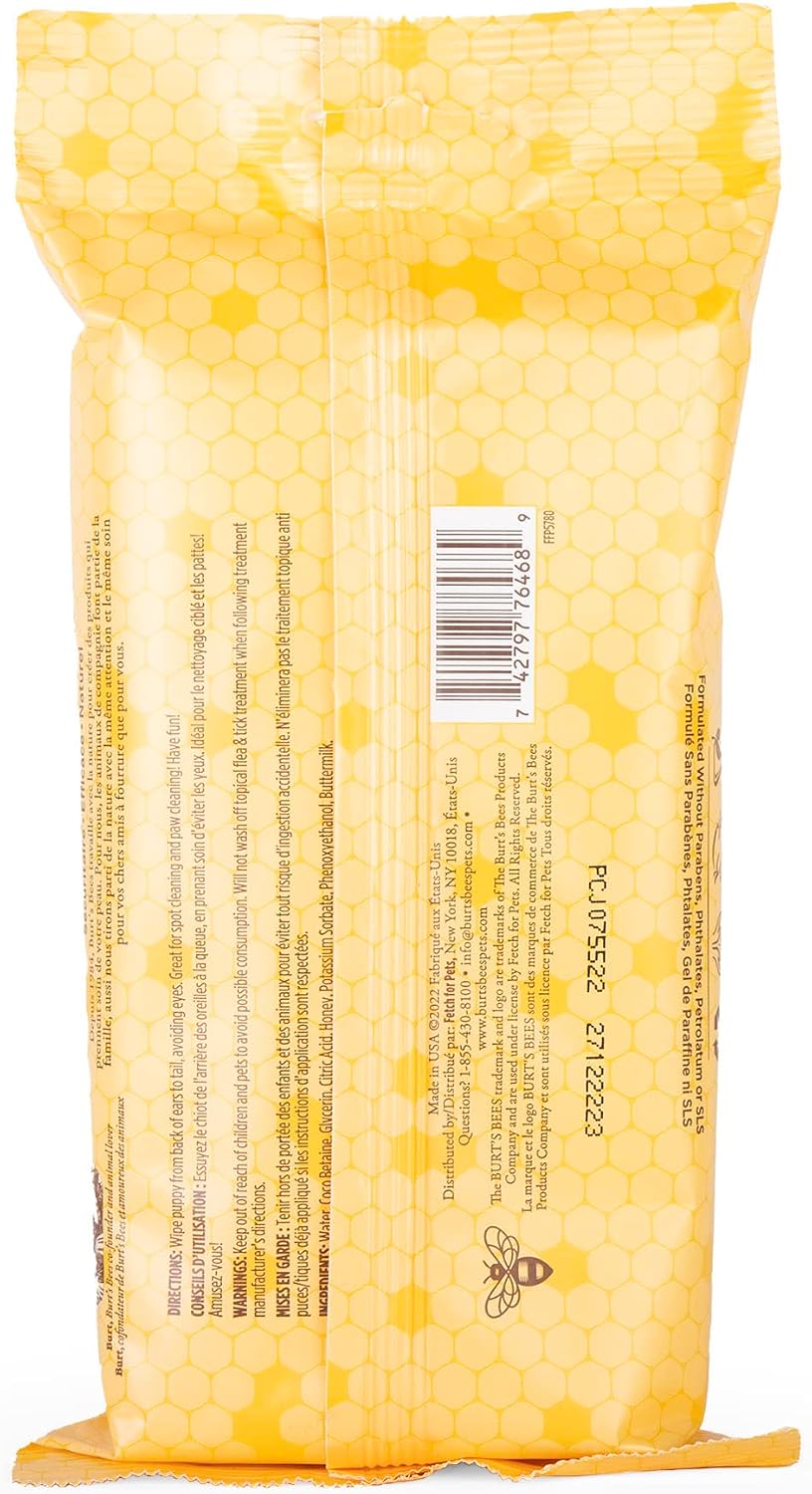 Burts Bees for Pets Gentle Cleansing Puppy Wipes, Buttermilk, 50 Count
