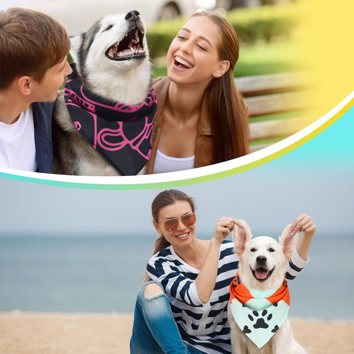 Huhumy 100 Pcs Paw Dog Bandanas Bulk XL Paw Grooming Bandanas for Dogs