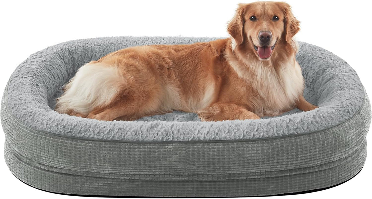 JOEJOY XL Orthopedic Dog Bed for Large Dogs, 360° Oval Bolster, 45"