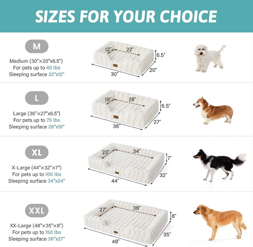 COZY KISS Warm Orthopedic Extra Large Dog Bed, XL 44x32 inch, Beige