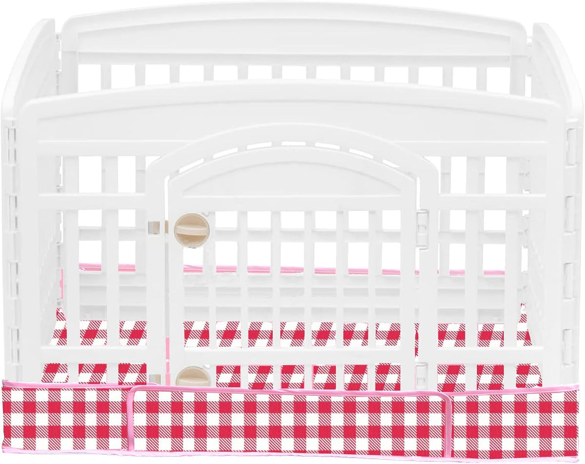 Dog Playpen Bottom Pad Fits for 36 Inch 4 Panels Exercise Pet Playpen, Dog Crate Pad Puppy, Hoop and Loop Design (Note: Playpen Not Included). (RedCheck)