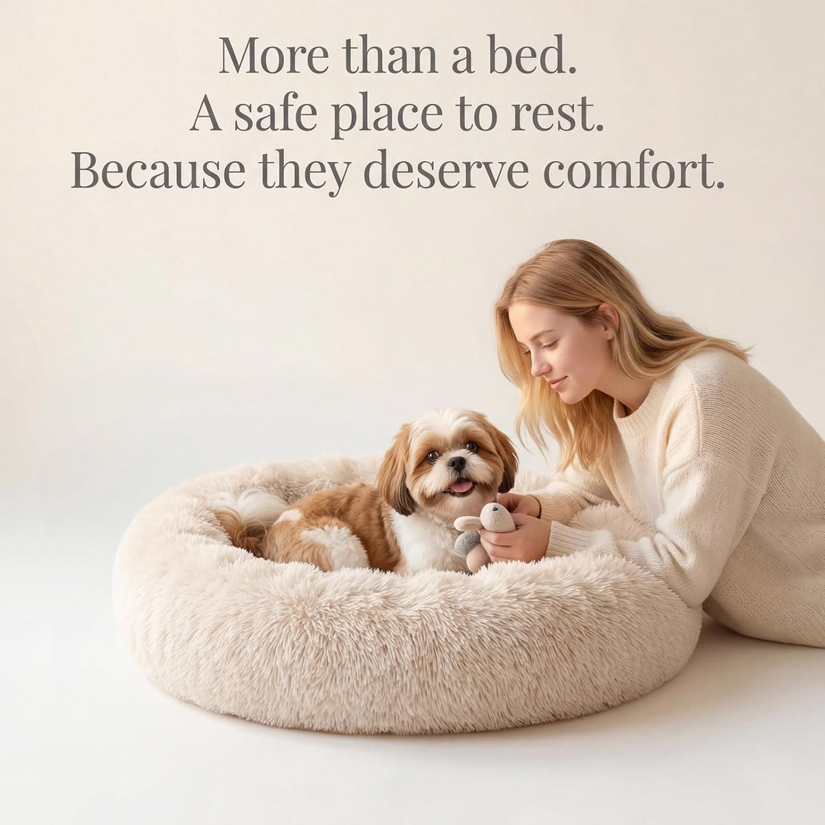nononfish Dog Bed for Small Dogs,Calming Donut Plush Pet Bed