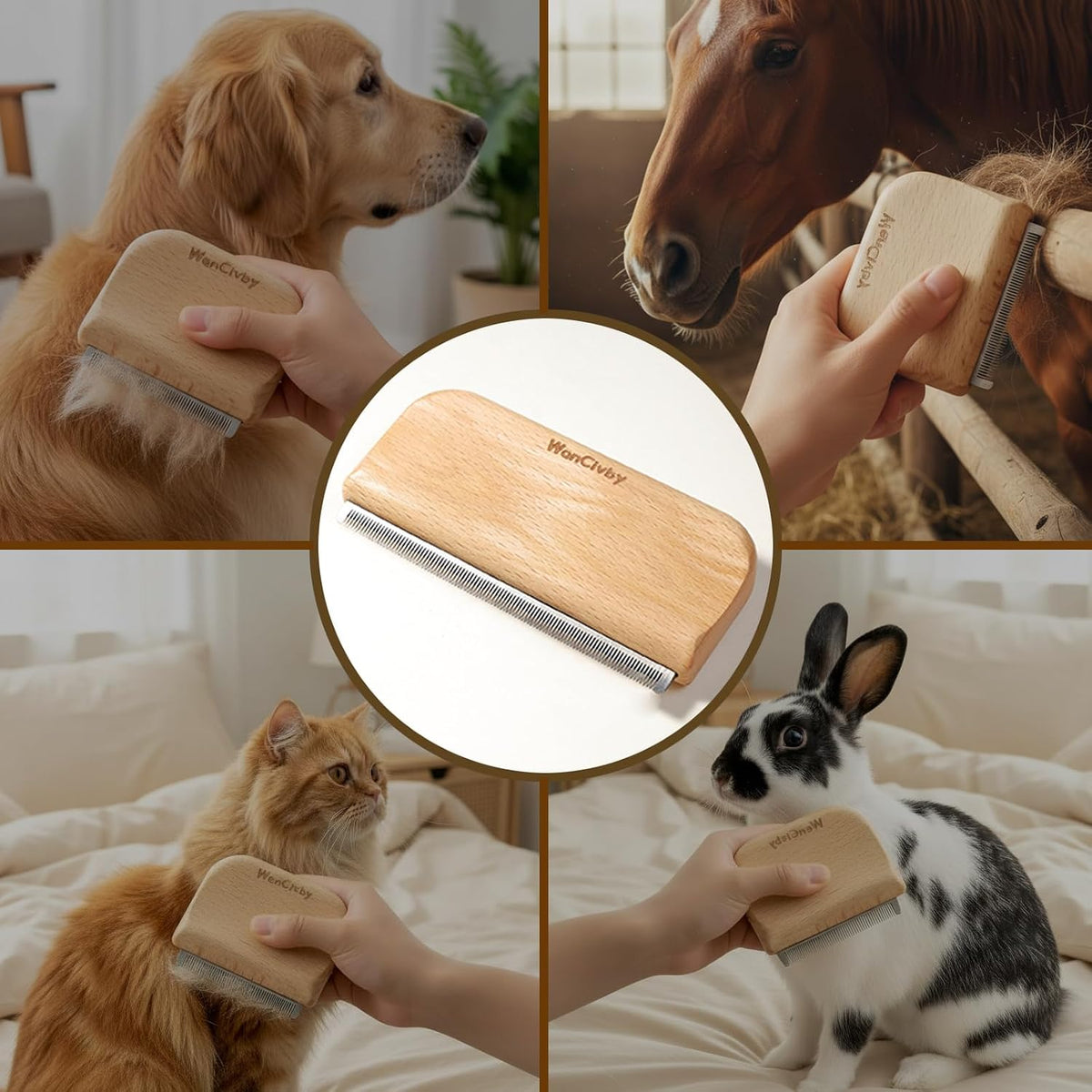 Undercoat Rake Dog Brush Dematting Comb cat shedding tool Dematting Tool Pet Brush Efficiently Detangle and Groom Coats for Large Medium Small Dogs and Cats Comb for Grooming Premium (L 5.31 inch)