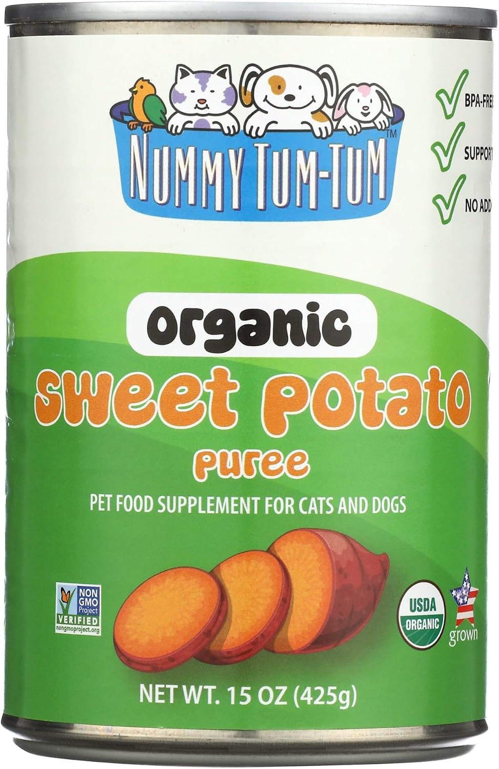 Nummy Tum Tum Organic Sweet Potato Puree For Pets, 15 Oz (Pack of 12)
