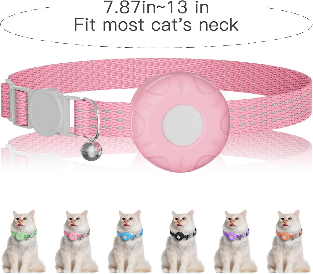 GPS Tracker for Cats,Cat Tracker with Real-Time Location, Pet Tracker with Cat Collar,Compatible with Apple Find My App (Only iOS),No Monthly Fee,Waterproof,Anti-Lost Device (Pink)