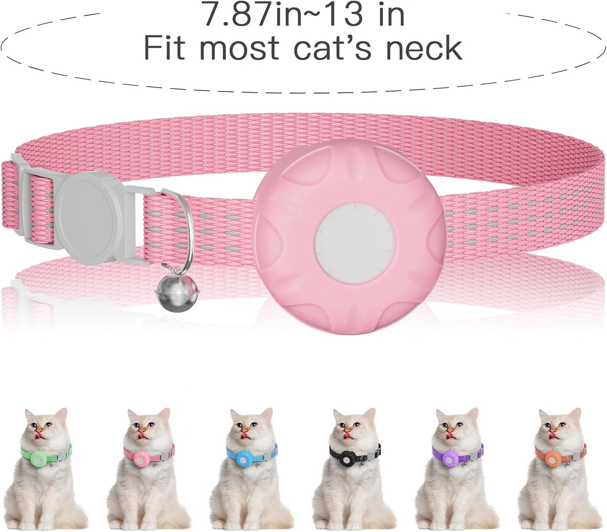 GPS Tracker for Cats,Cat Tracker with Real-Time Location, Pet Tracker with Cat Collar,Compatible with Apple Find My App (Only iOS),No Monthly Fee,Waterproof,Anti-Lost Device (Pink)