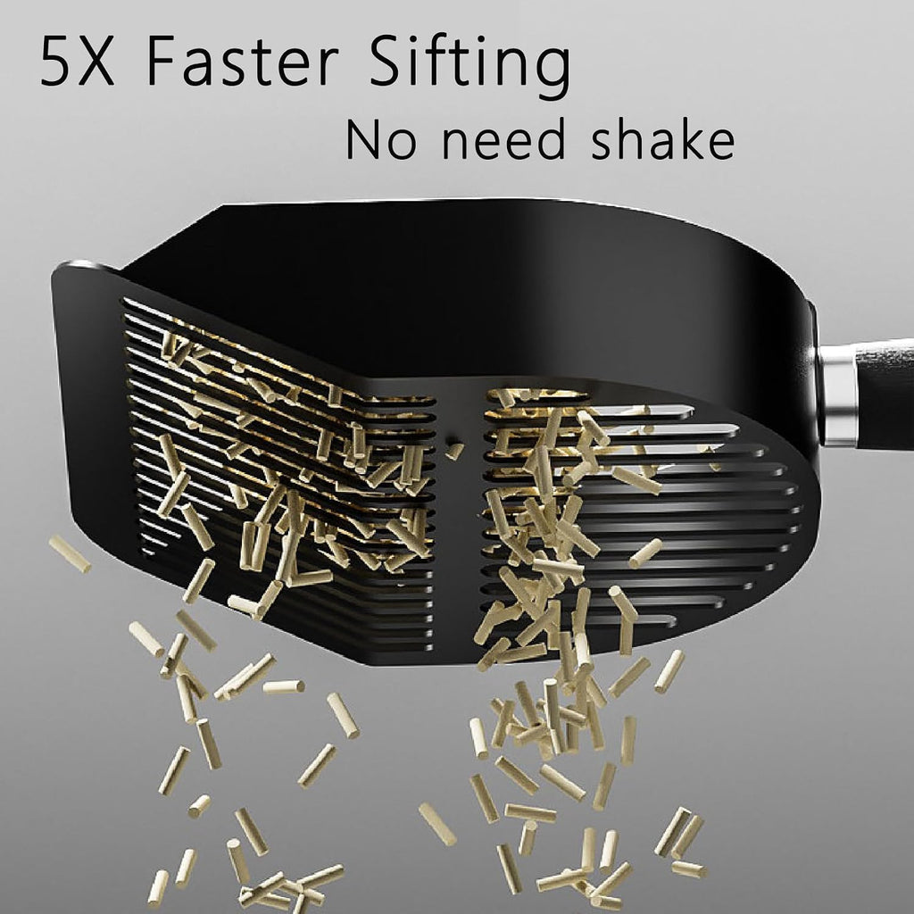 DHXYZZB Cat Litter Scoop Stainless Steel Litter Shovel, Heavy Duty Litter Sifter, Litter Scooper with Wooden Handle Large Scoop for Fast Sifting Easy to Clean