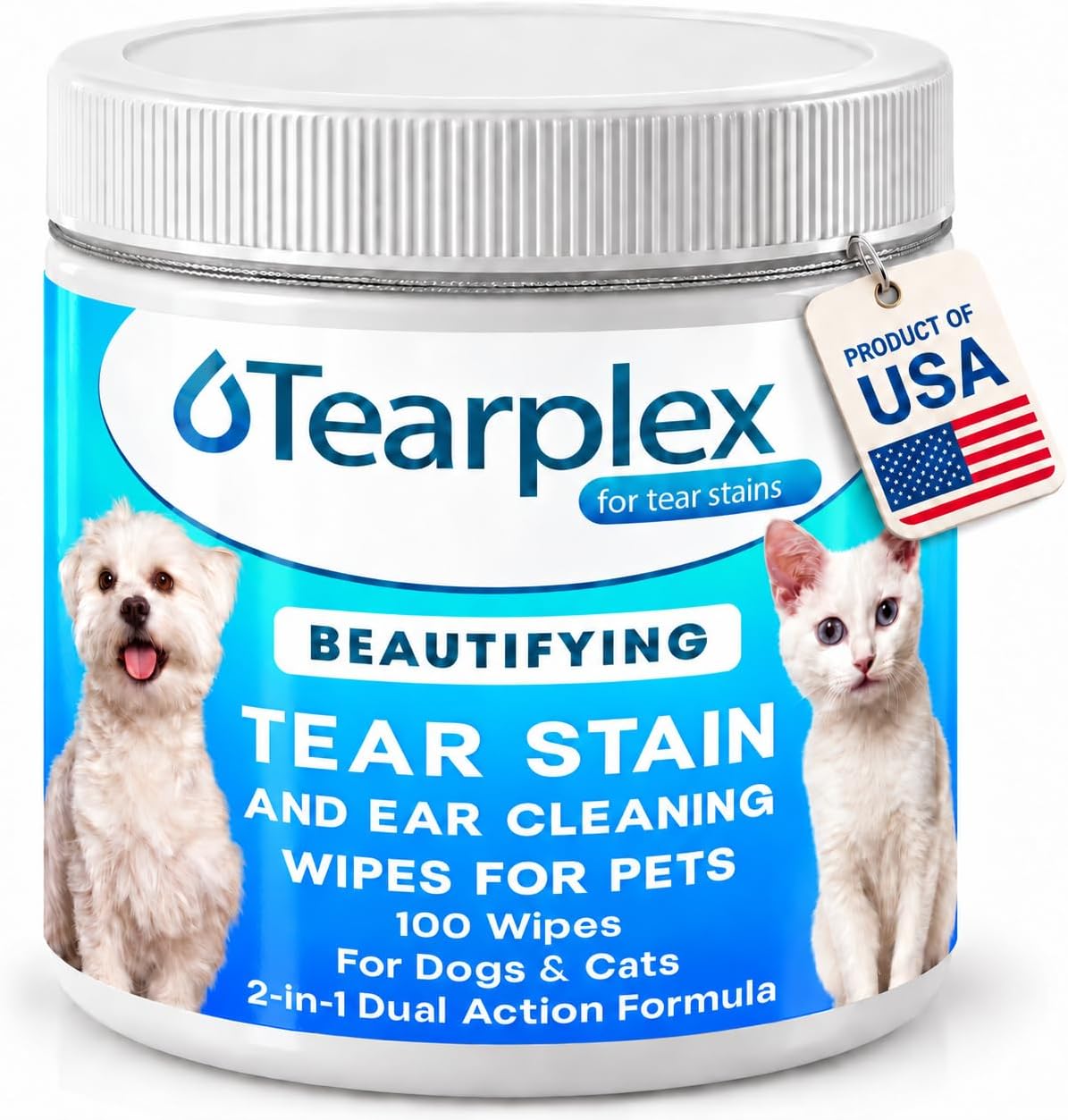 Eye & Ear Wipes – Tear Stain Remover for Dogs and Cats, 100 Wipes