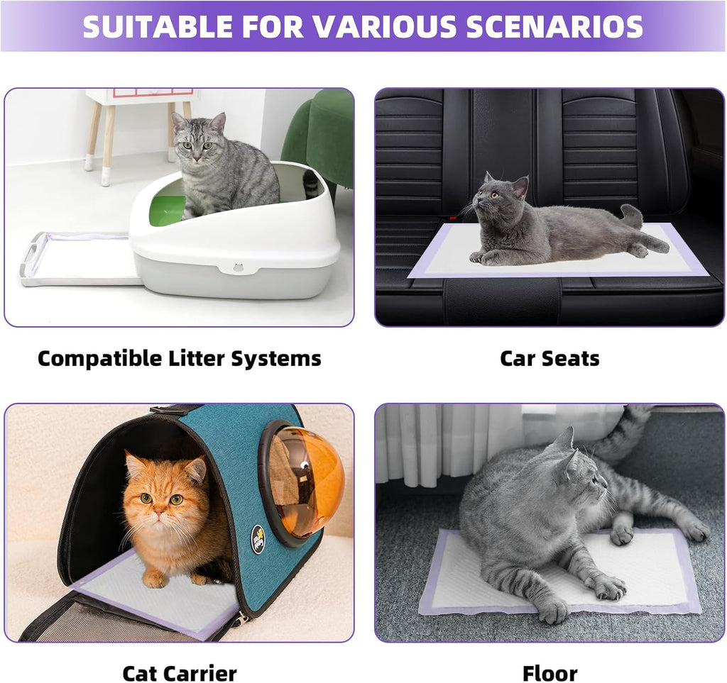 IMMCUTE Cat Pads 16.9" X 11.4", 50 Ct | Pee Pads for Cats | Thickened 6-Layer Super Absorbent Pads, Pee Pads for Tidy Cats Breeze Litter System | Cat Pee Pad for Litter Box