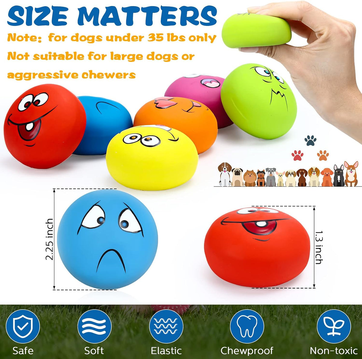 Hungdao 12 Pcs Squeaky Dog Toys, Small Dog Ball Bulk, Rubber Latex, Lively