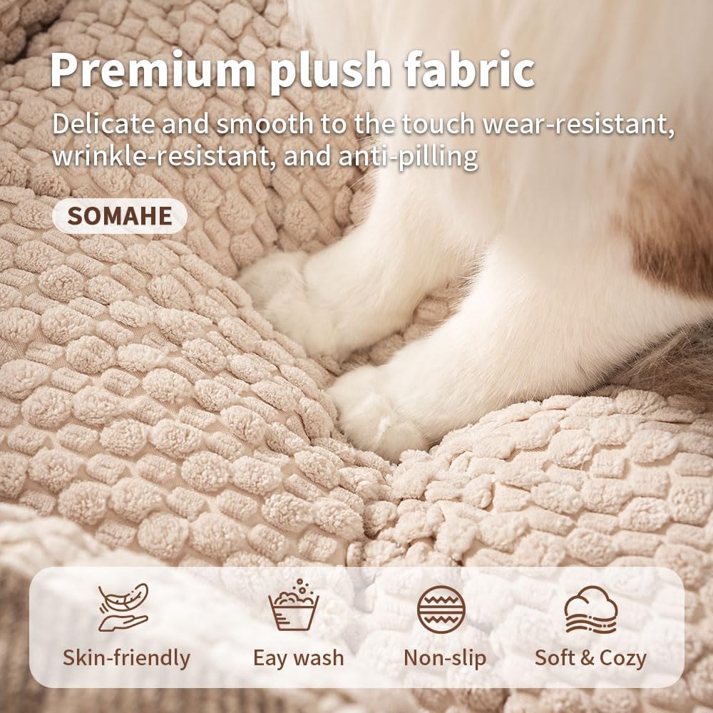SOMAHE Calming Oval Bolster Dog Bed, Washable Cover, Large 35x28x8 Coffee