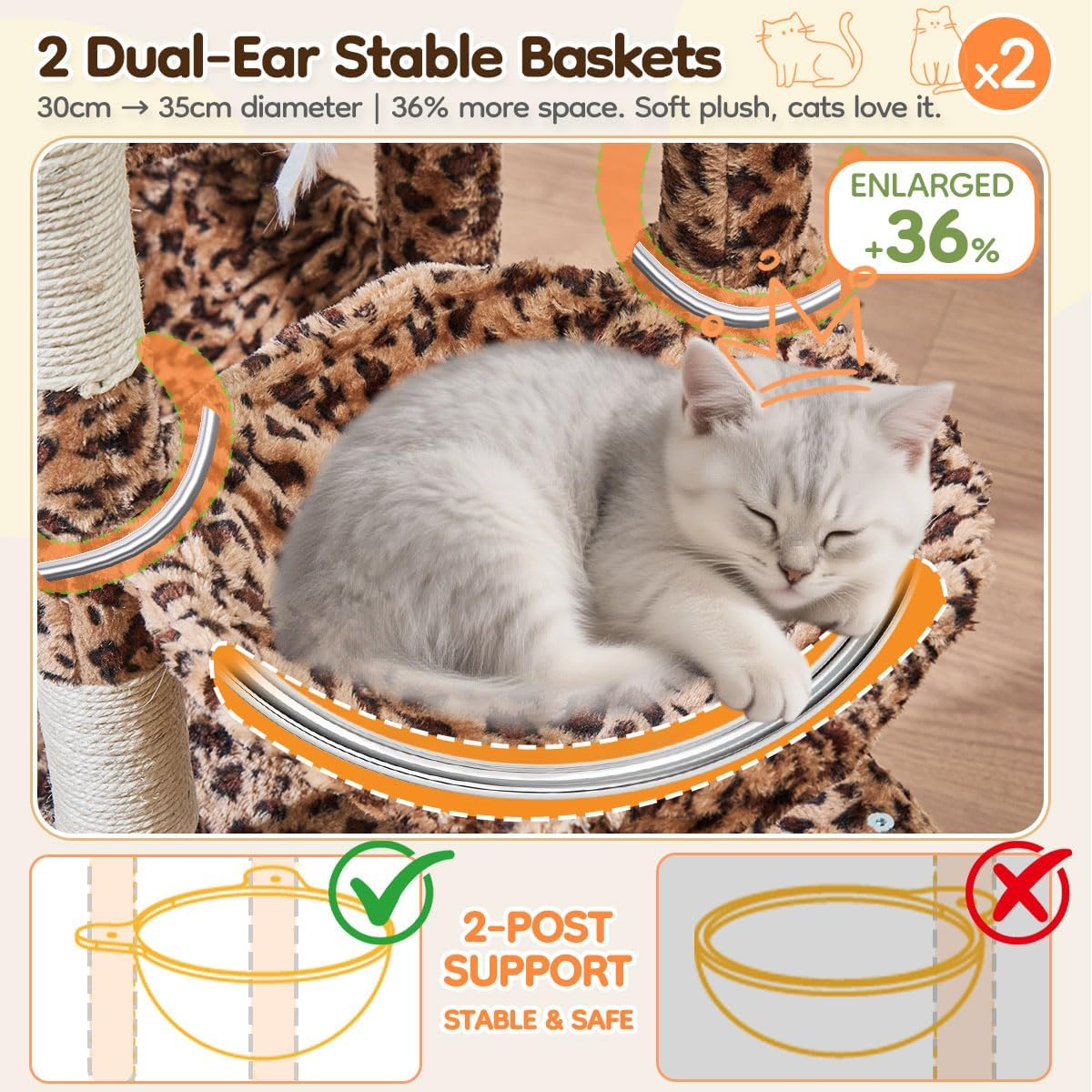 Taoqimiao 53.5in Cat Tree, Heavy Duty Sturdy Cat Tower for Indoor Cat S20BW