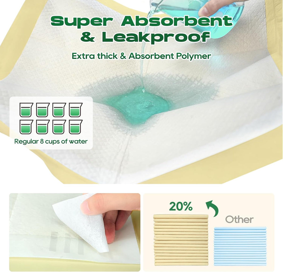 Bamboo Puppy Pads X-Large 28"x34" 60 Count with Adhesive Tabs