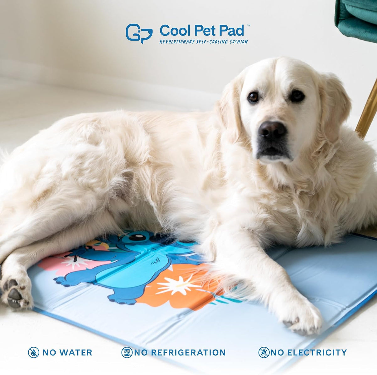 The Green Pet Shop Cool Pet Pad - Small, Disney’s Stitch - Self-Cooling, Pressure Activated Mat for Dogs & Cats from 9-20 lbs - Non-Toxic Gel, No Water Needed