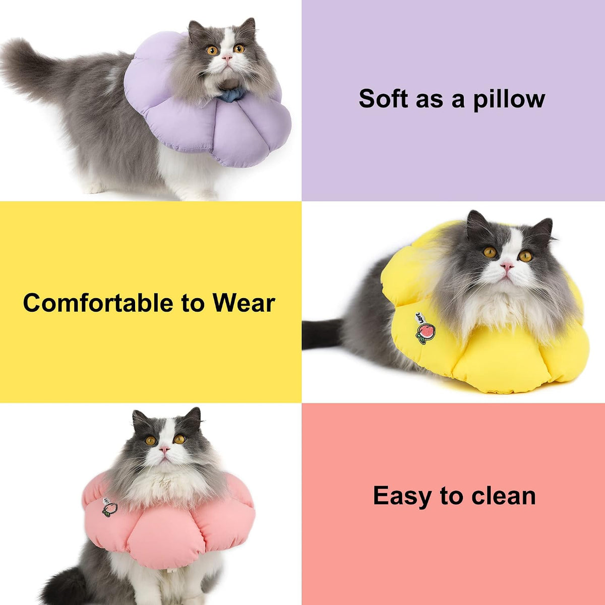 HiDREAM Cat Cone Collar,Cute Waterproof Elizabethan e Collar for Cats,Anti-Bite Lick Wound Healing Safety Cat Recovery Collar,Yellow Flower All-Season Style