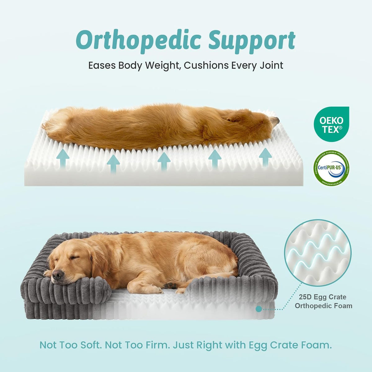 COZY KISS Orthopedic Warming Dog Bed Medium Sized Dog, 30 inches, M, Gray