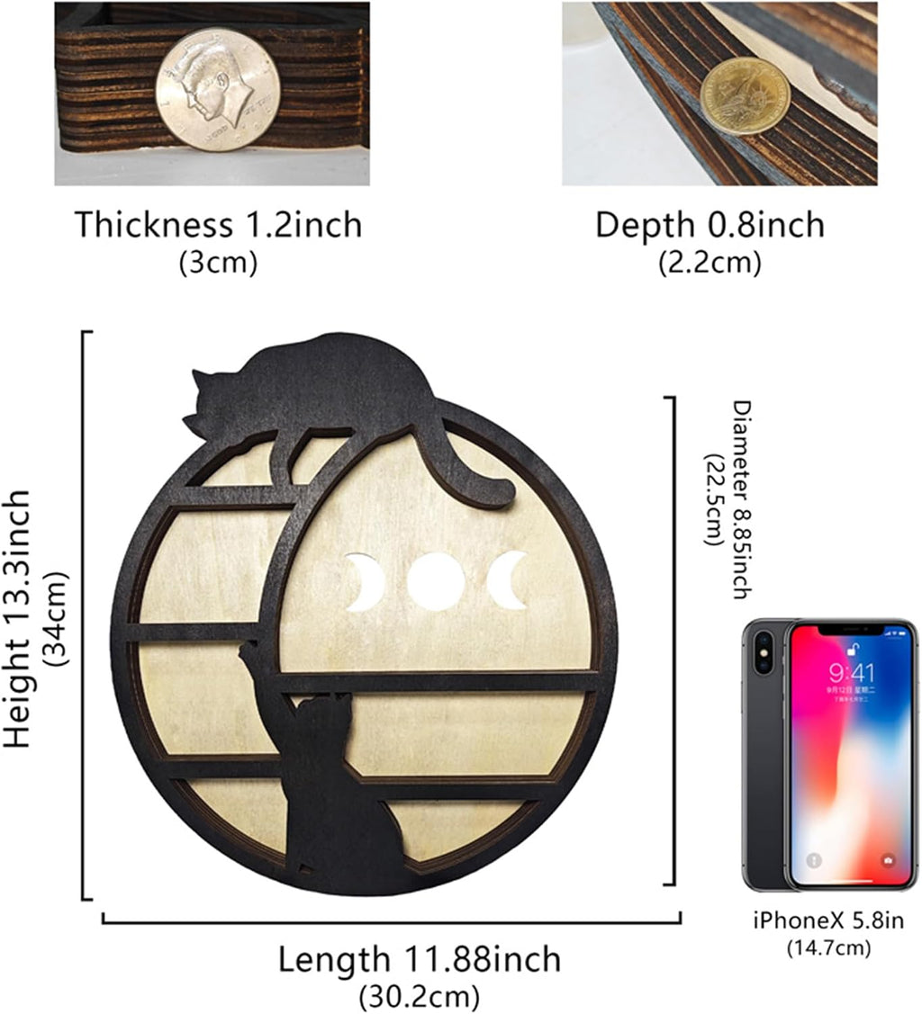 Cat on The Moon Crystal Display Shelf, Cat Decor for Home Floating Shelve