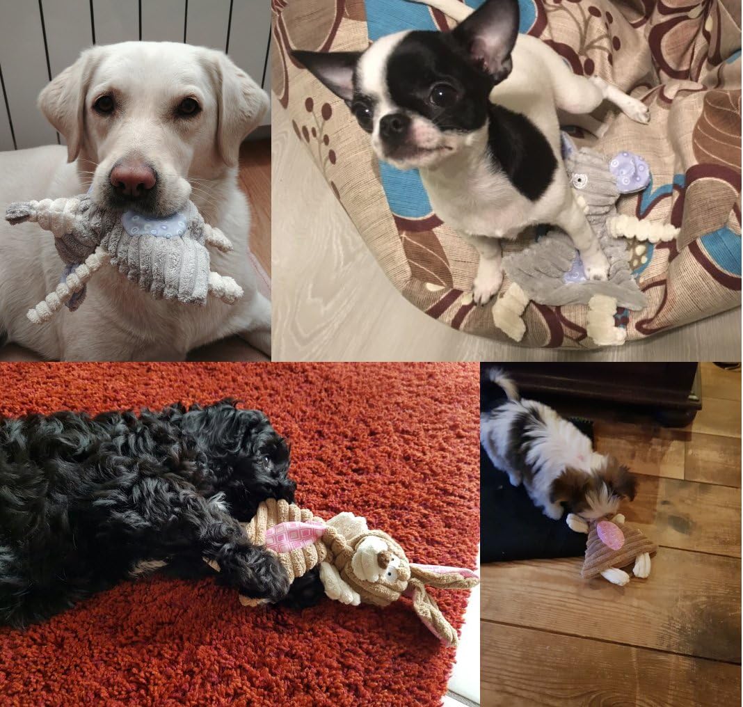 Comtim No Stuffing Dog Toys with Squeaker, Durable Dog Chew Toys, Small Dogs & Puppies, Rabbit & Elephant