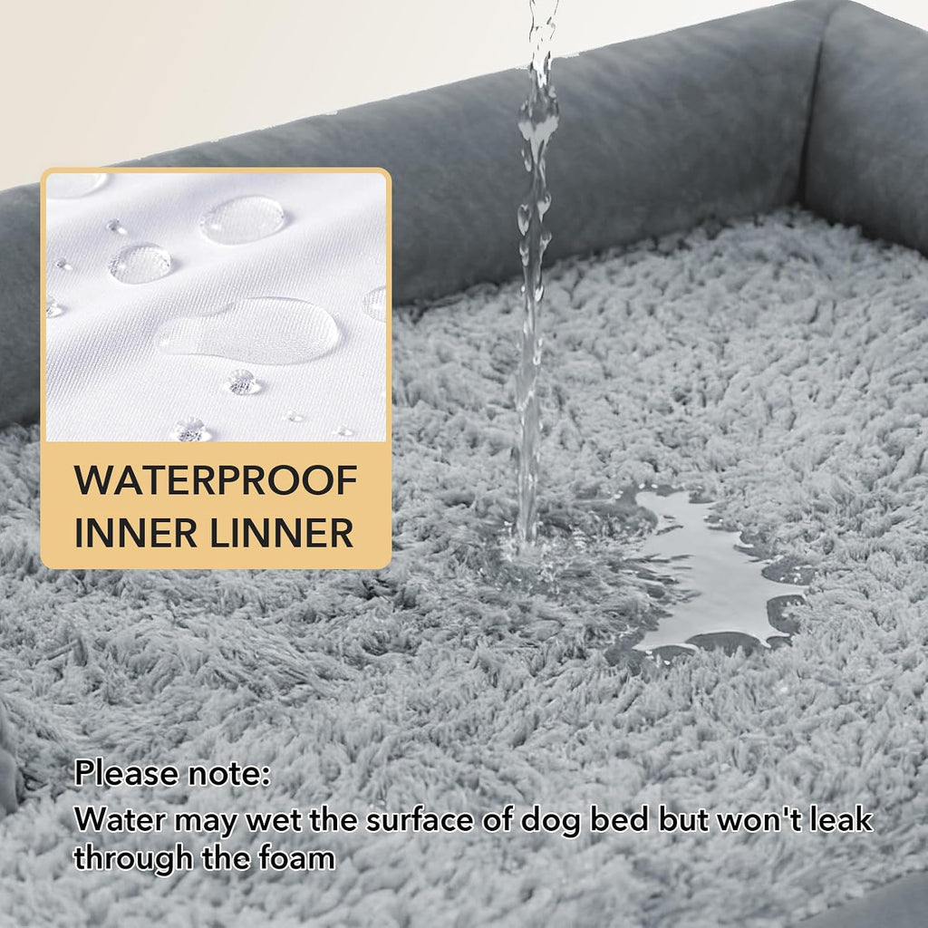 Waterproof Orthopedic Dog Bed for Extra Large Dogs, 41x27in, Grey
