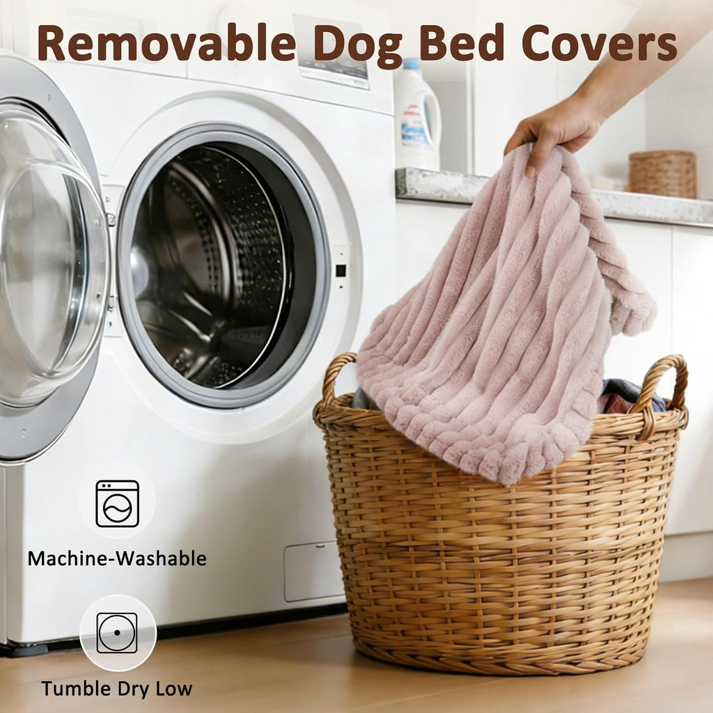 Dog Bed Medium Size Dog, Flat Pet Beds with Removable Washable Cover, Pet Mat Cute Crate Bed Thick Shredded Chopped Crate Foam & Anti Slip Bottom for Indoor