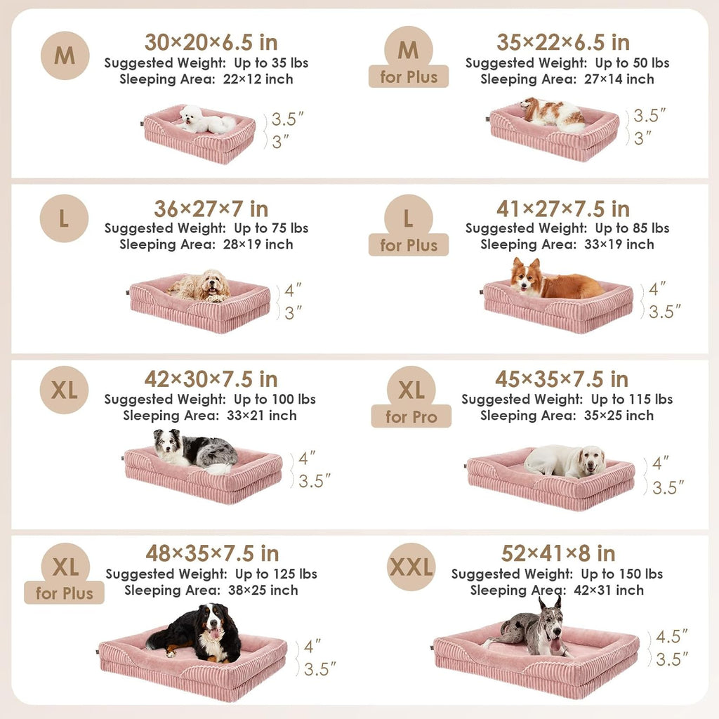 EHEYCIGA XXL Orthopedic Dog Bed for Extra Large Dogs 52x41 Inch, Pink