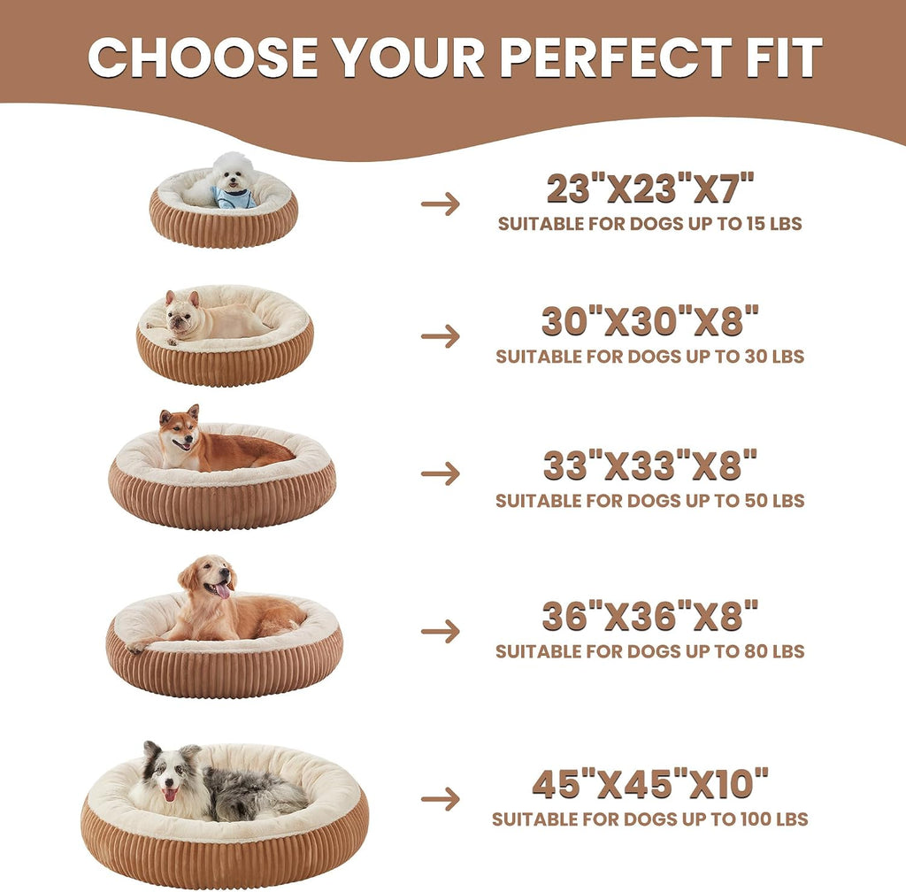 23 inches Calming Donut Dog Bed for Small Dogs,Mocha