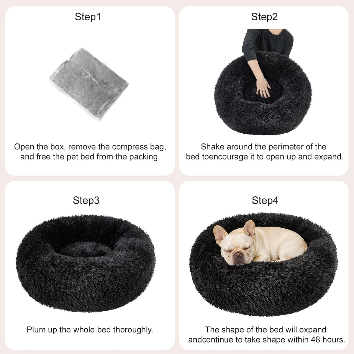 Dog Calming Beds for Medium Large Dogs Round Donut Washable Anxiety Dog Bed