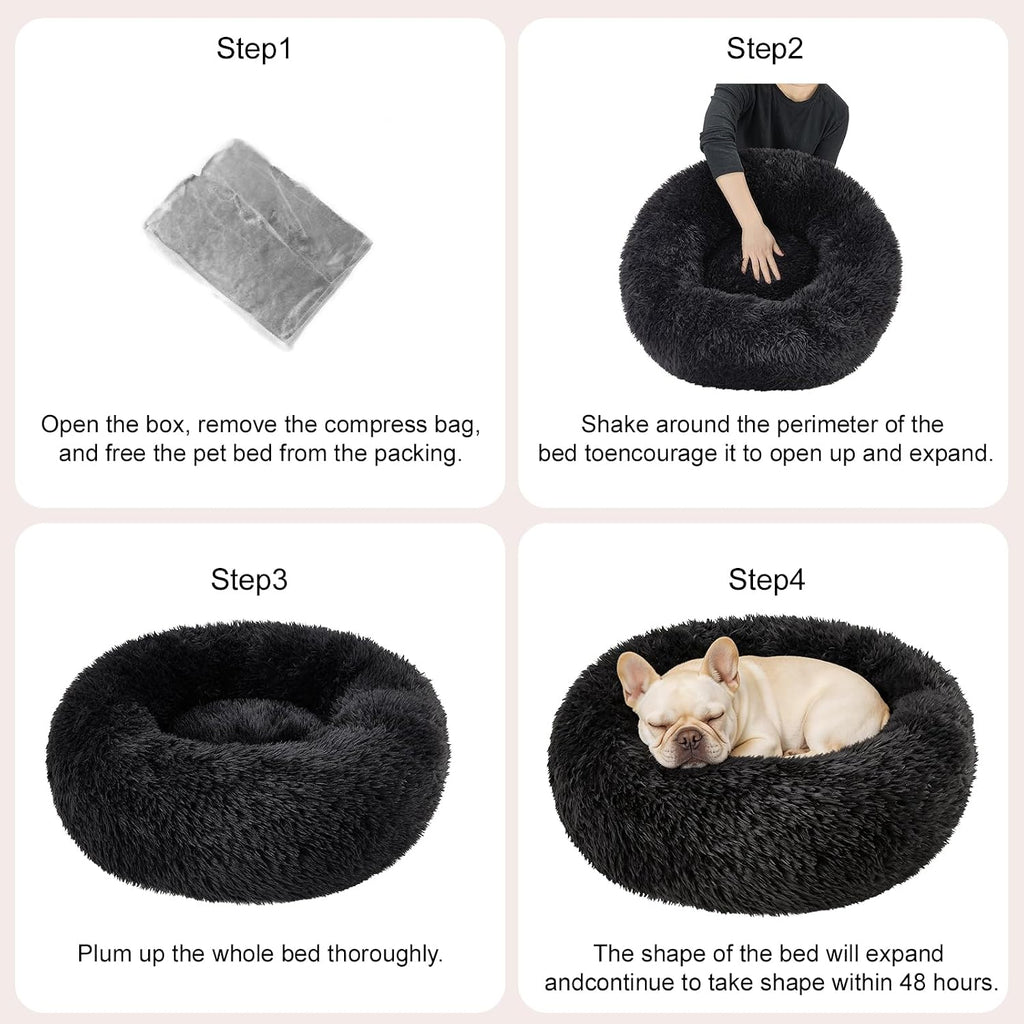 Dog Calming Beds for Large Dogs Round Donut Washable Large Sized Dog Bed