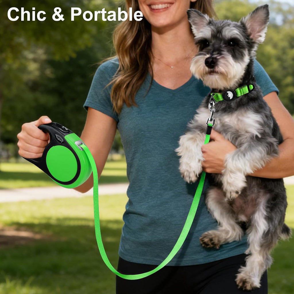 Taglory Retractable Dog Leash, One-Handed Brake, 16ft, Up to 44 lbs, Green
