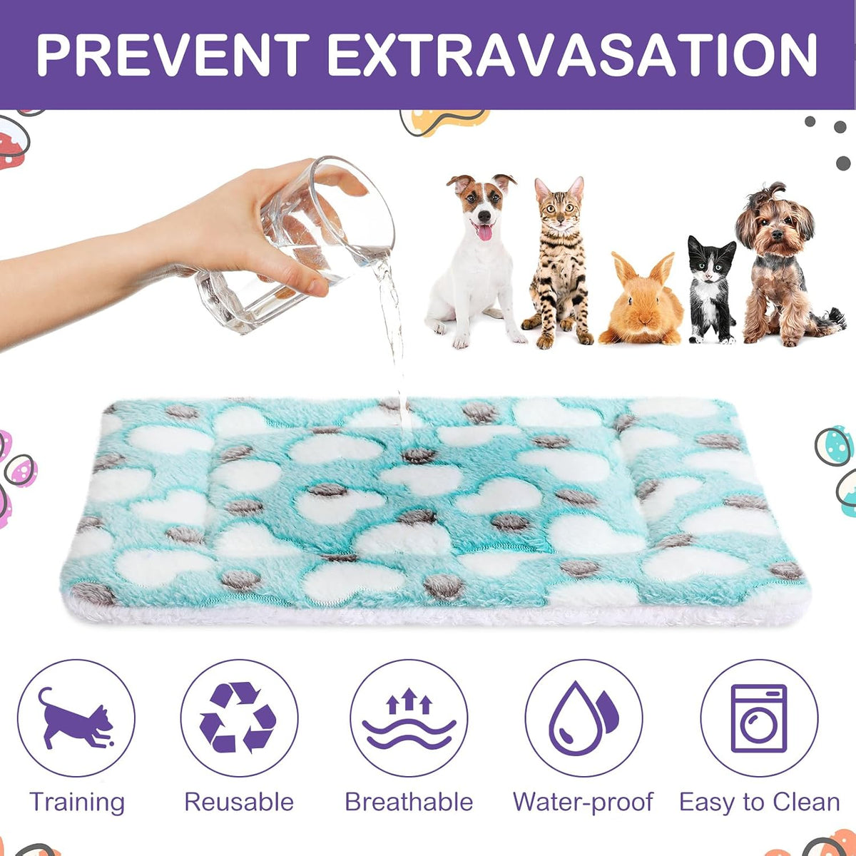 Haull 4 Pcs Waterproof Guinea Pig Bedding Mat, Heart, 13 x 18.5