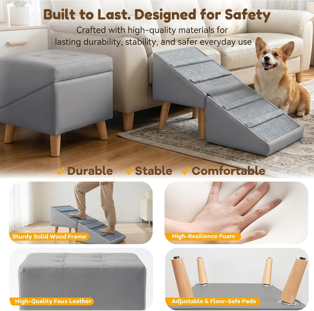 Dog Ramp for Couch, 3-in-1 Ottoman & Pet Stairs for Small Dogs