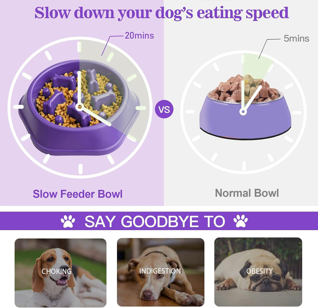 UPSKY Slow Feeder Dog Bowl Anti-Chocking Slower Feeding Pet Puzzle Bowls | Interactive Bloat Stop Dog Food Dishes, Non-Slide Dogs Lick Treat for Small Medium, Slow-Eating Maze Design, Easy to Clean 