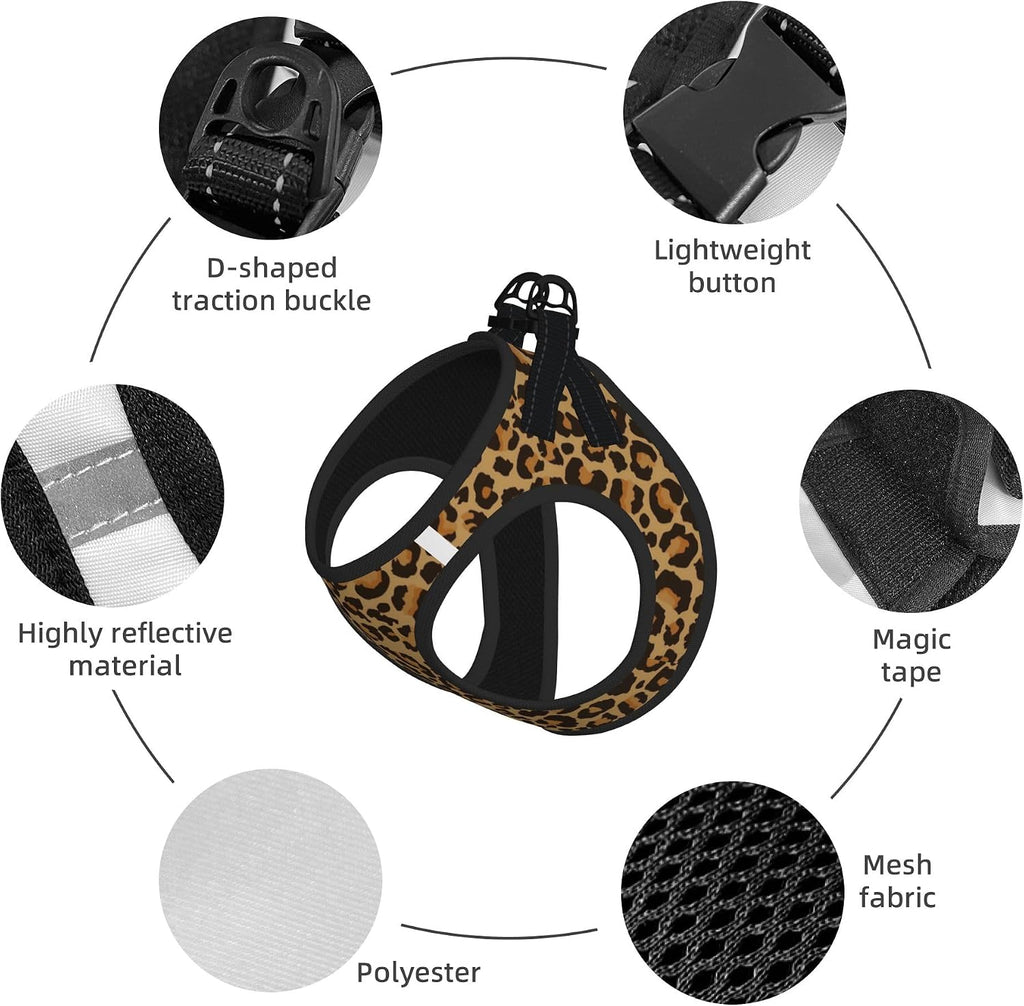 MUKIO Brown Leopard Print No Pull Dog Harness Vest