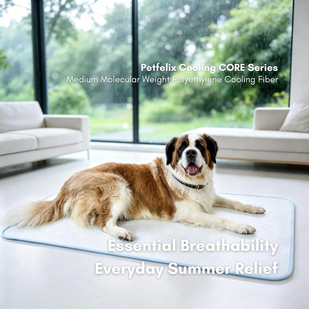 petfelix FrostEase Dog Cooling Mat, Cooling Dog Bed and Cooling Pad for Dog with Qmax 0.4 Yarn, Breathable 3D Airflow Layers, Machine Washable Non Slip Base for Pets, Blue, XXL, 55"*36"