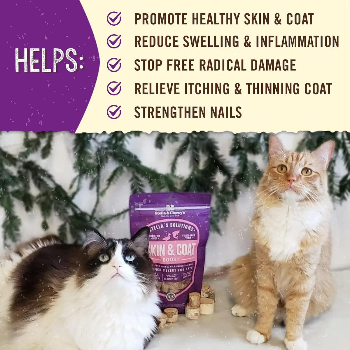Stella & Chewy's Stella's Solutions Skin & Coat Boost Cage-Free Duck & Wild-Caught Salmon Dinner Morsels Freeze-Dried Raw Cat Food, 7.5 oz.