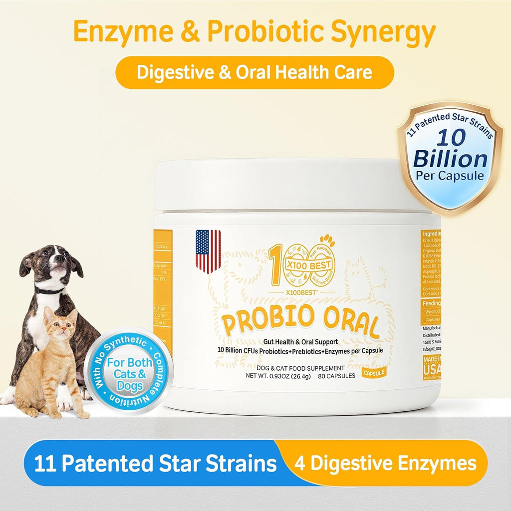 Oral Probiotics for Dogs, 11 Strains, Bad Breath Support