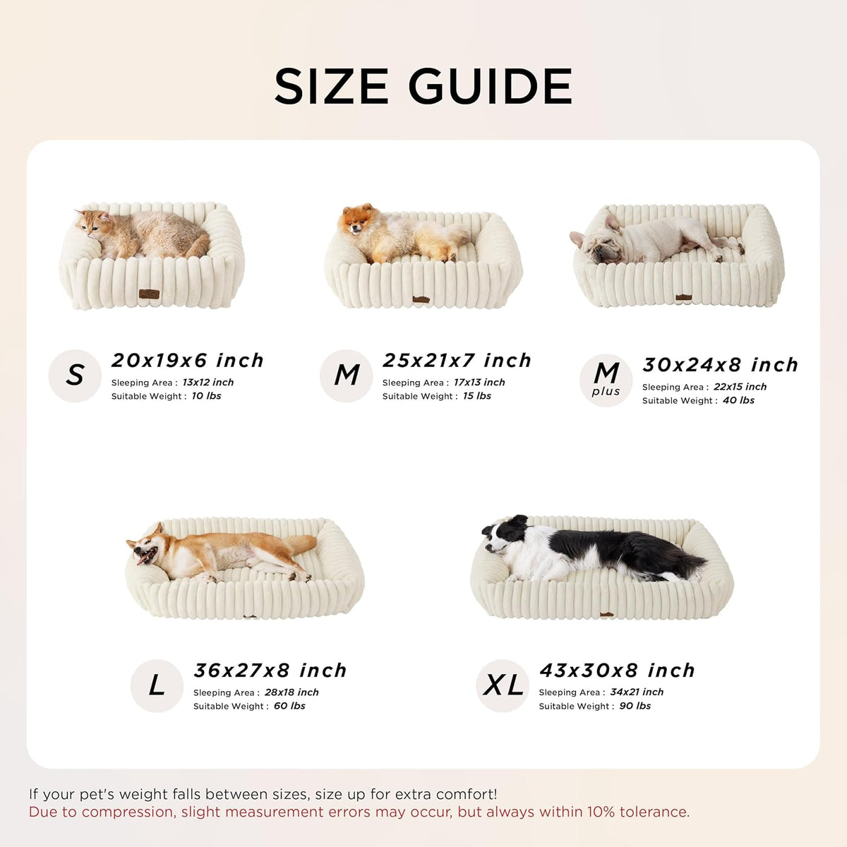 Bedsure ComfyFleece® Cute Dog Beds Large Sized Dog Washable，36in Amphora