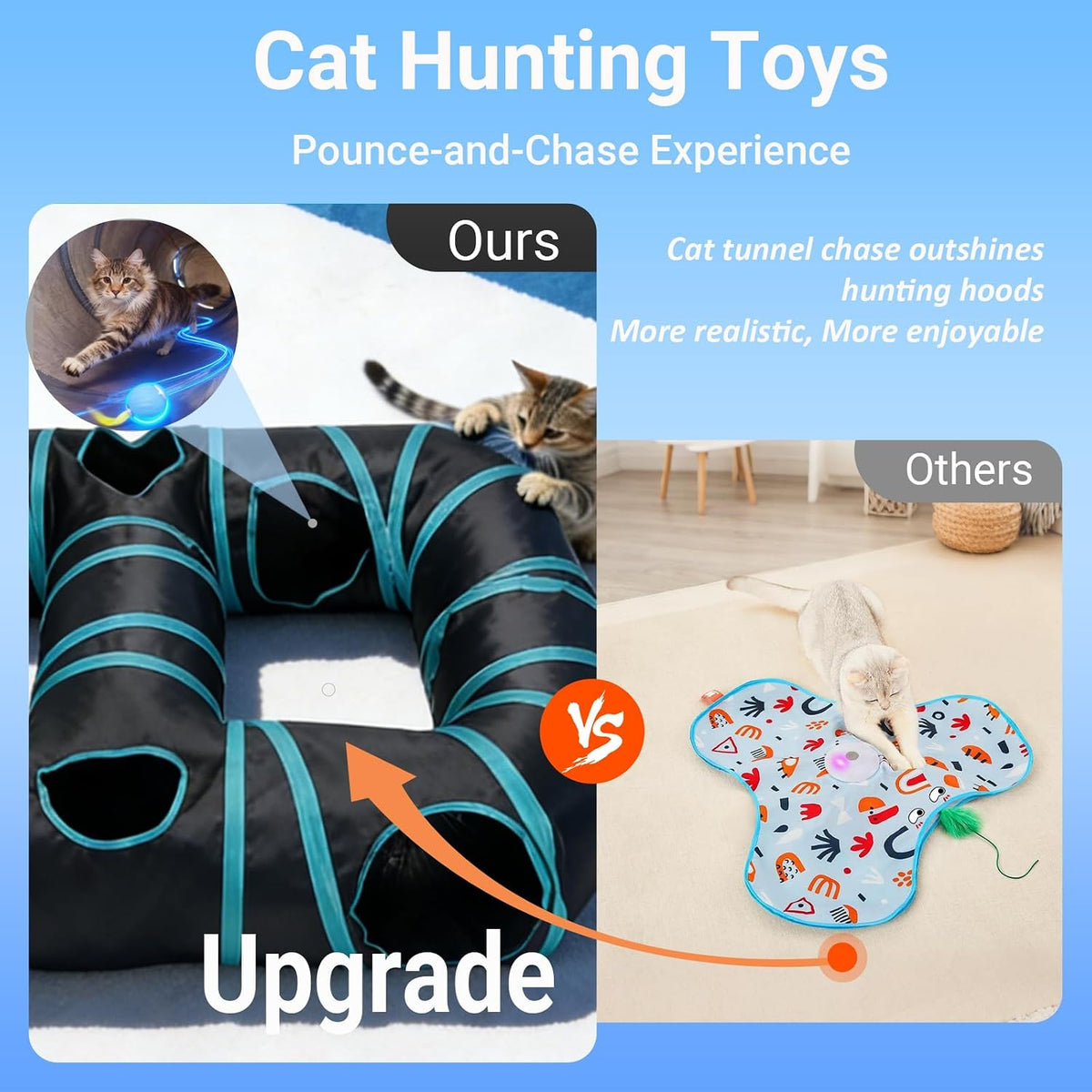 Interactive Cat Toy,Motion-Activated Ball in Cat Tunnel