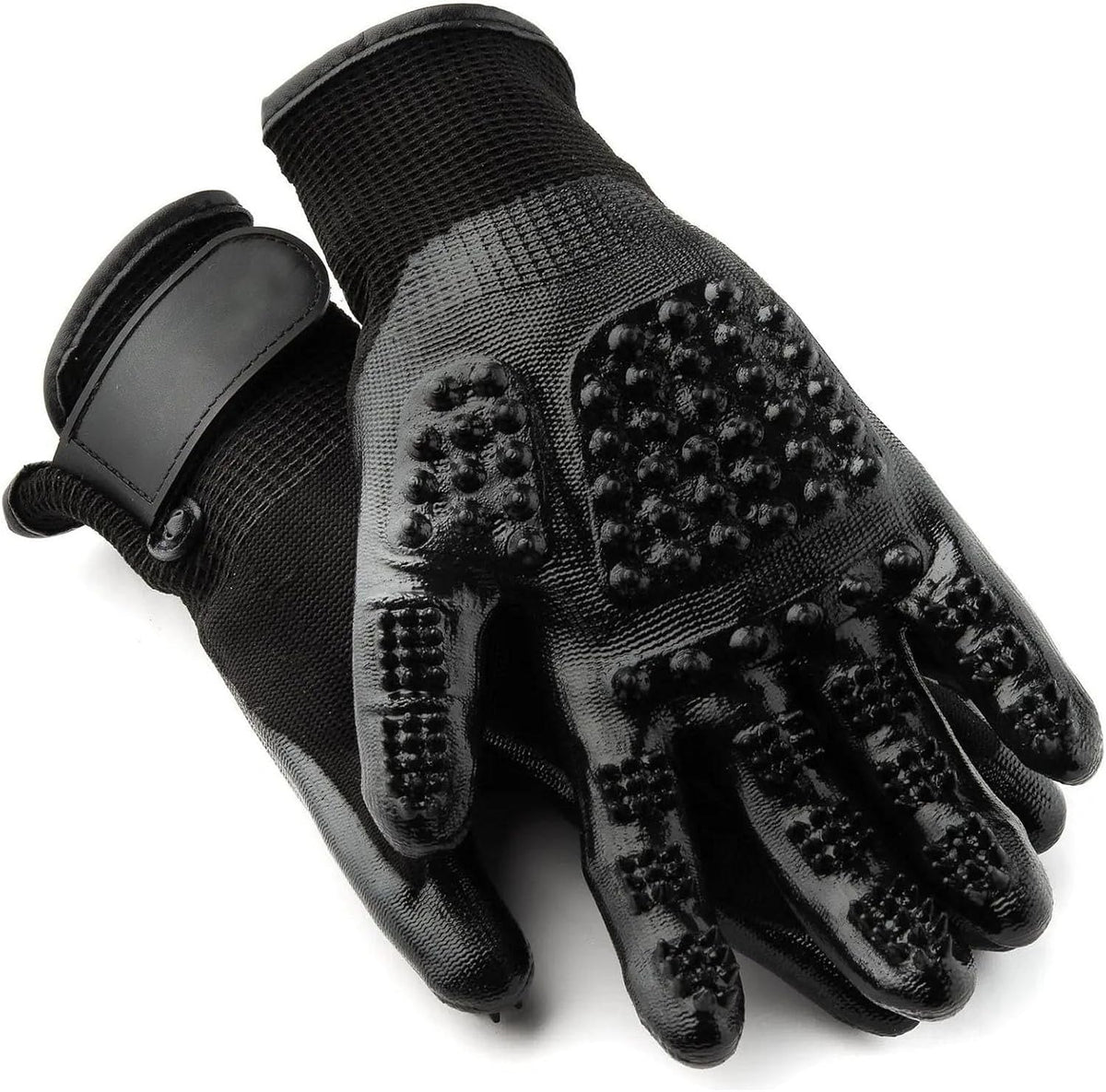 Dog Grooming Gloves – Shedding Gloves for Dogs, Cats & Horses – Pet Grooming Glove & Hair Remover – Dog Brush Glove for Bathing, Deshedding & Massage Mitt– Adjustable Fit (Blue&Black)