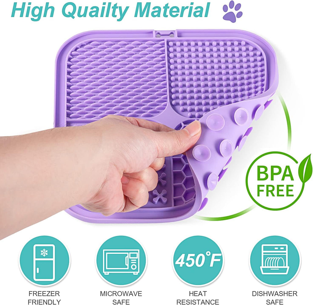 LUKITO Lick Mat for Dogs & Cats 2 Pack, Slow Feeder Licking Pad with Suction Cups for for Anxiety Relief and Boredom Reducer, Perfect for Bathing Grooming 